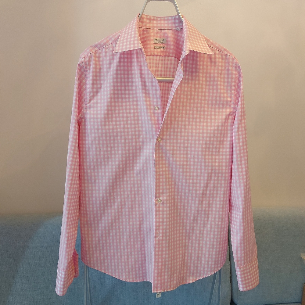 Linea In of Italy, Men's Pink Box Check Cotton Dress Shirt